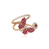 Bloom Butterfly Split Band Diamond Ruby Ring
