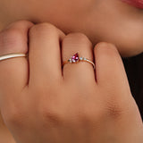 Pink Tourmaline Cluster Ring