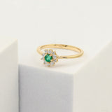 Emerald Fleur Diamond Ring