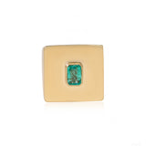 Emerald Top Chunky Gold Signet Ring