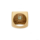 Emerald Top Chunky Gold Signet Ring