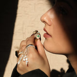 Green Onyx Eraya Balance Signet Silver Ring