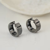Shadow Curve Black Spinel 925 Silver Huggies