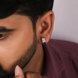 Shadow Curve Black Spinel 925 Silver Huggies