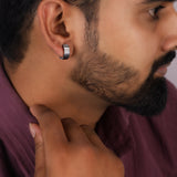 Shadow Curve Black Spinel 925 Silver Huggies