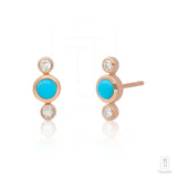 Diamond Turquoise Tiny Studs In Rose Gold