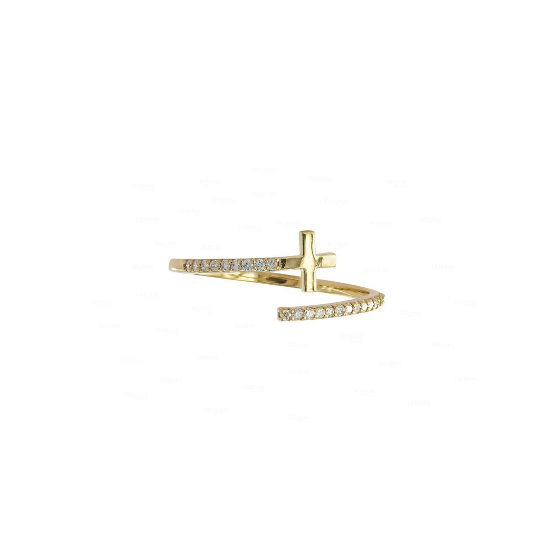 14K Yellow Gold Pink Sapphire Crucifix Ring Fine Jewelry For Her Size-4 US