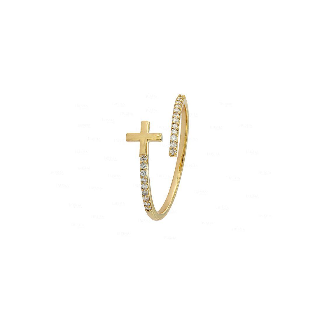 14K Yellow Gold Pink Sapphire Crucifix Ring Fine Jewelry For Her Size-4 US
