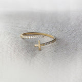 14K Yellow Gold Pink Sapphire Crucifix Ring Fine Jewelry For Her Size-4 US