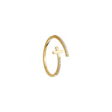 14K Yellow Gold Pink Sapphire Crucifix Ring Fine Jewelry For Her Size-4 US