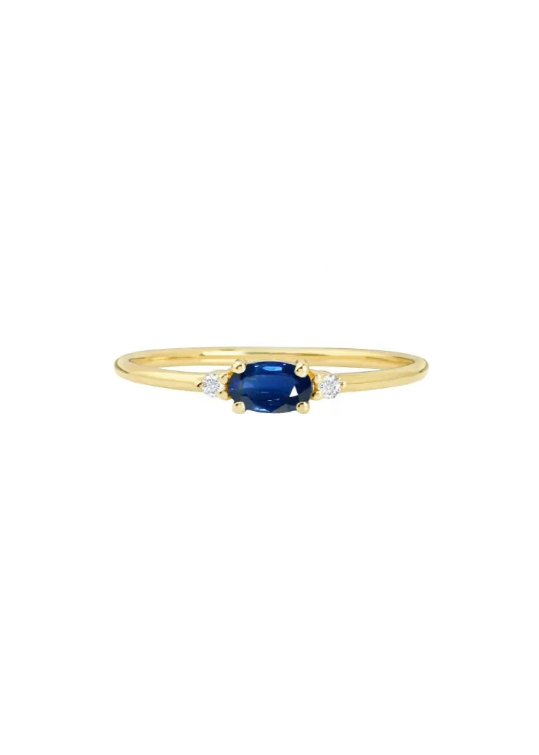 Blue Sapphire Diamond Promise Ring