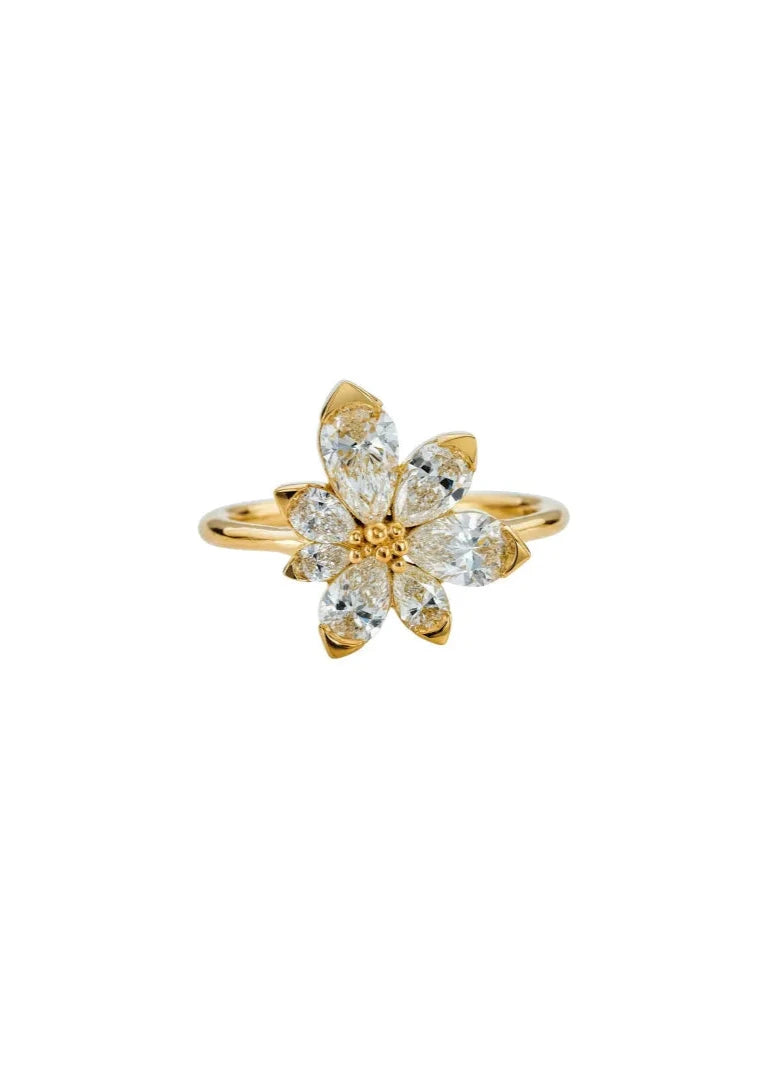 Assymetric Bloom Engagement Ring | Pear Cut Diamond