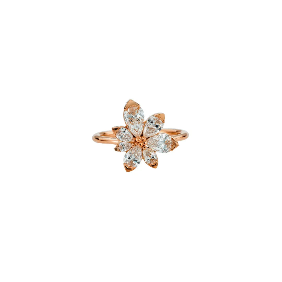 Assymetric Bloom Engagement Ring | Pear Cut Diamond