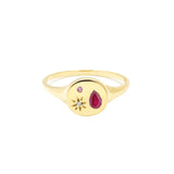 Starburst Signet Ring|Diamond, Pink Sapphire, Ruby/Emerald/Sapphire