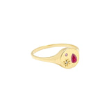 Starburst Signet Ring|Diamond, Pink Sapphire, Ruby/Emerald/Sapphire