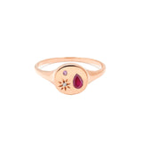 Starburst Signet Ring|Diamond, Pink Sapphire, Ruby/Emerald/Sapphire
