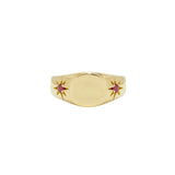Turquoise/Ruby Starburst Signet Ring|14k Gold