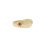 Turquoise/Ruby Starburst Signet Ring|14k Gold