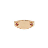 Turquoise/Ruby Starburst Signet Ring|14k Gold