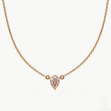 Genuine Diamond 14K Gold Pear Shape Pendant Fine Jewelry Necklace