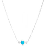 Diamond Turquoise Necklace In White Gold