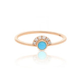 Half Halo Turquoise Ring In Rose Gold