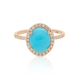 Turquoise Halo Ring In Rose Gold