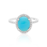 Turquoise Halo Ring In White Gold