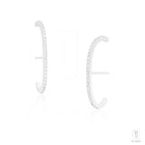 950 Platinum Natural Diamond Long Stick Hoop Huggie Earring