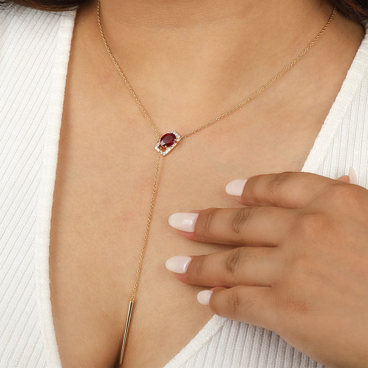 Eraya Red Garnet Gold Necklace