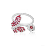 Bloom Butterfly Split Band Diamond Ruby Ring