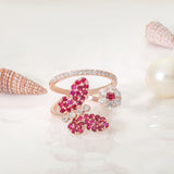 Bloom Butterfly Split Band Diamond Ruby Ring