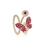 Bloom Butterfly Split Band Diamond Ruby Ring