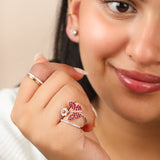 Bloom Butterfly Split Band Diamond Ruby Ring