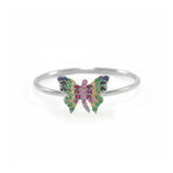 14K Gold Multi Sapphire Rainbow Butterfly Ring