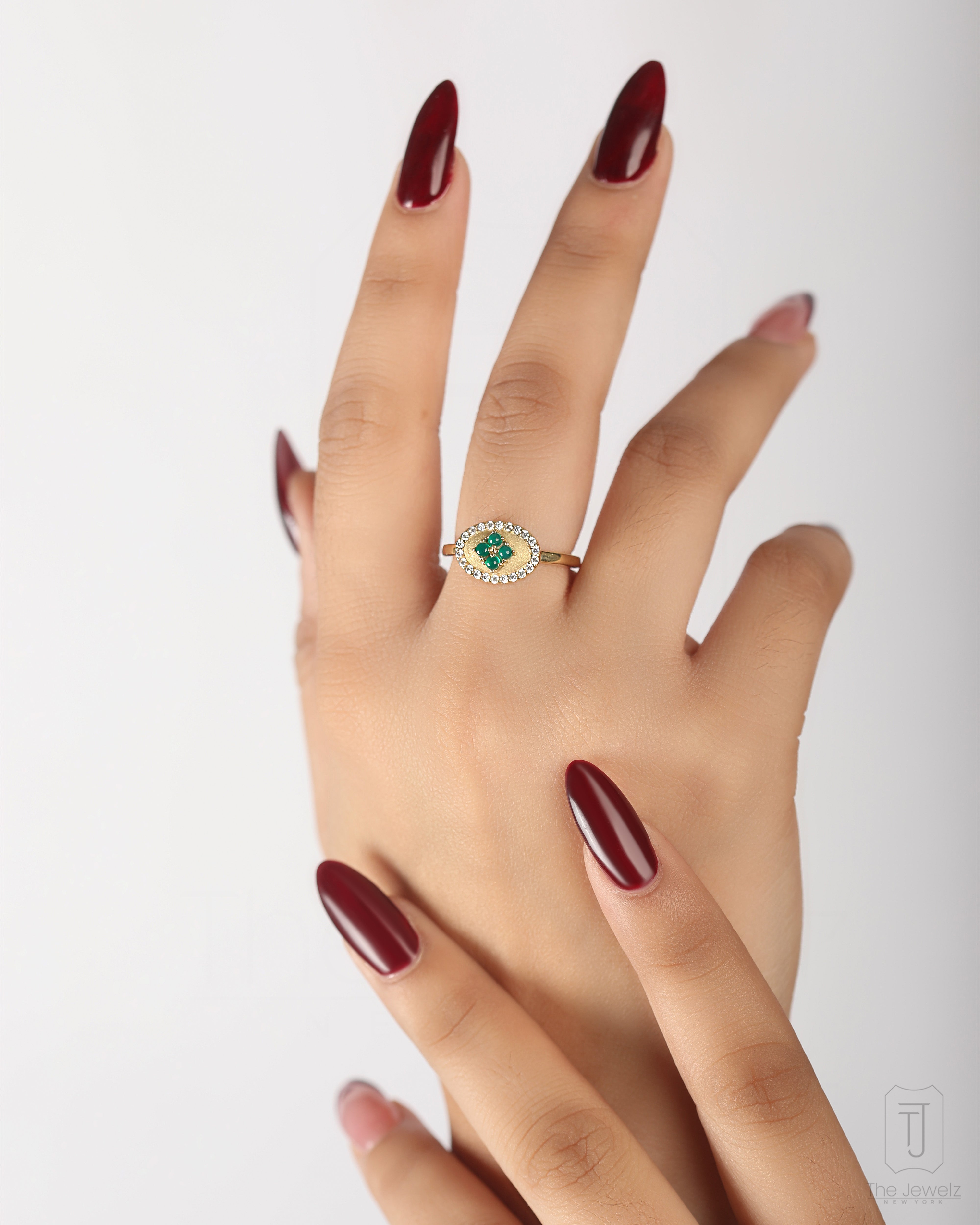 Green Onyx Eraya Balance Signet Silver Ring