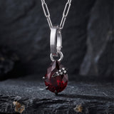 The Aragog Drop Charm — Garnet & Oxidised Silver