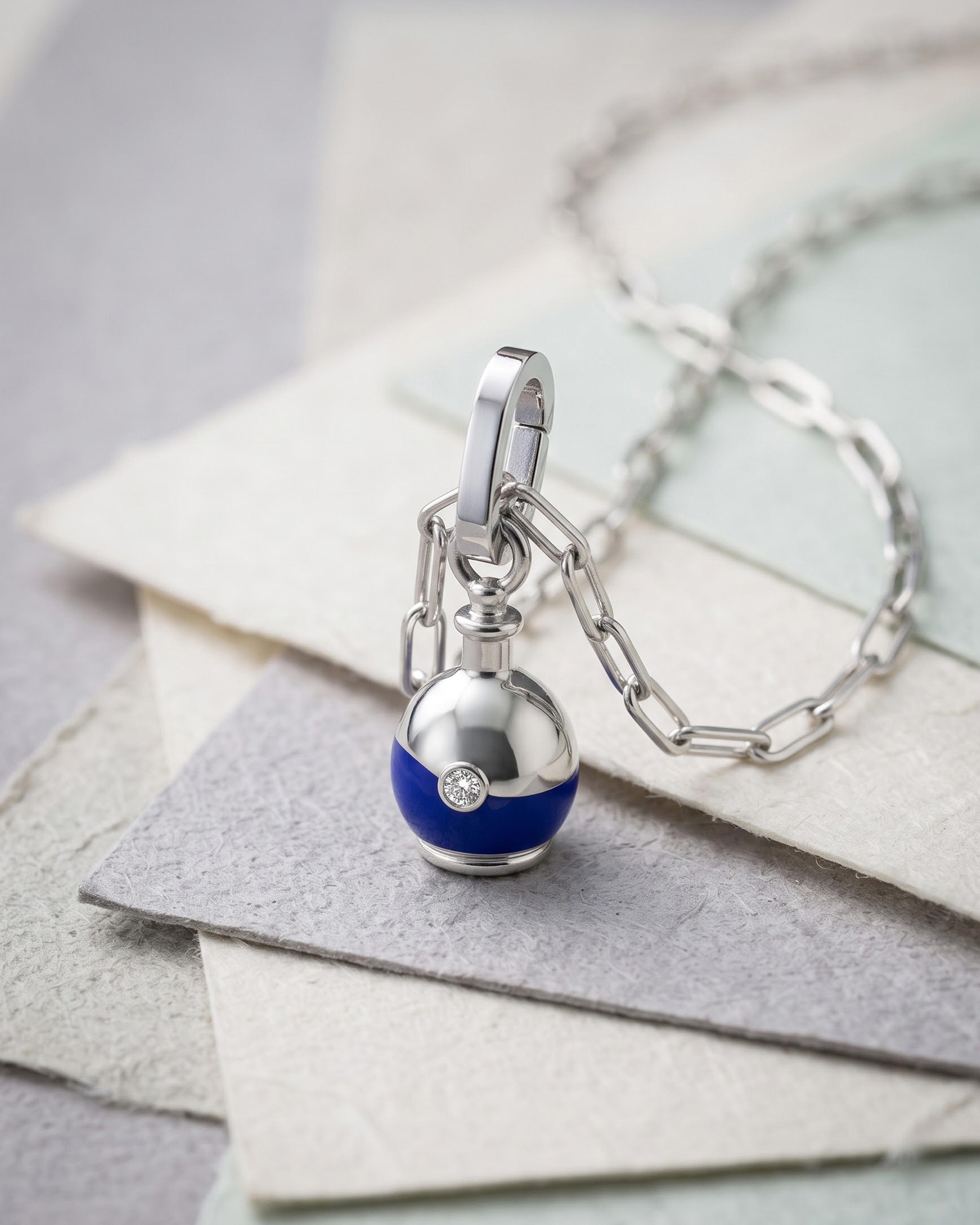 Potion Vial Pendant Charm in Blue Enamel