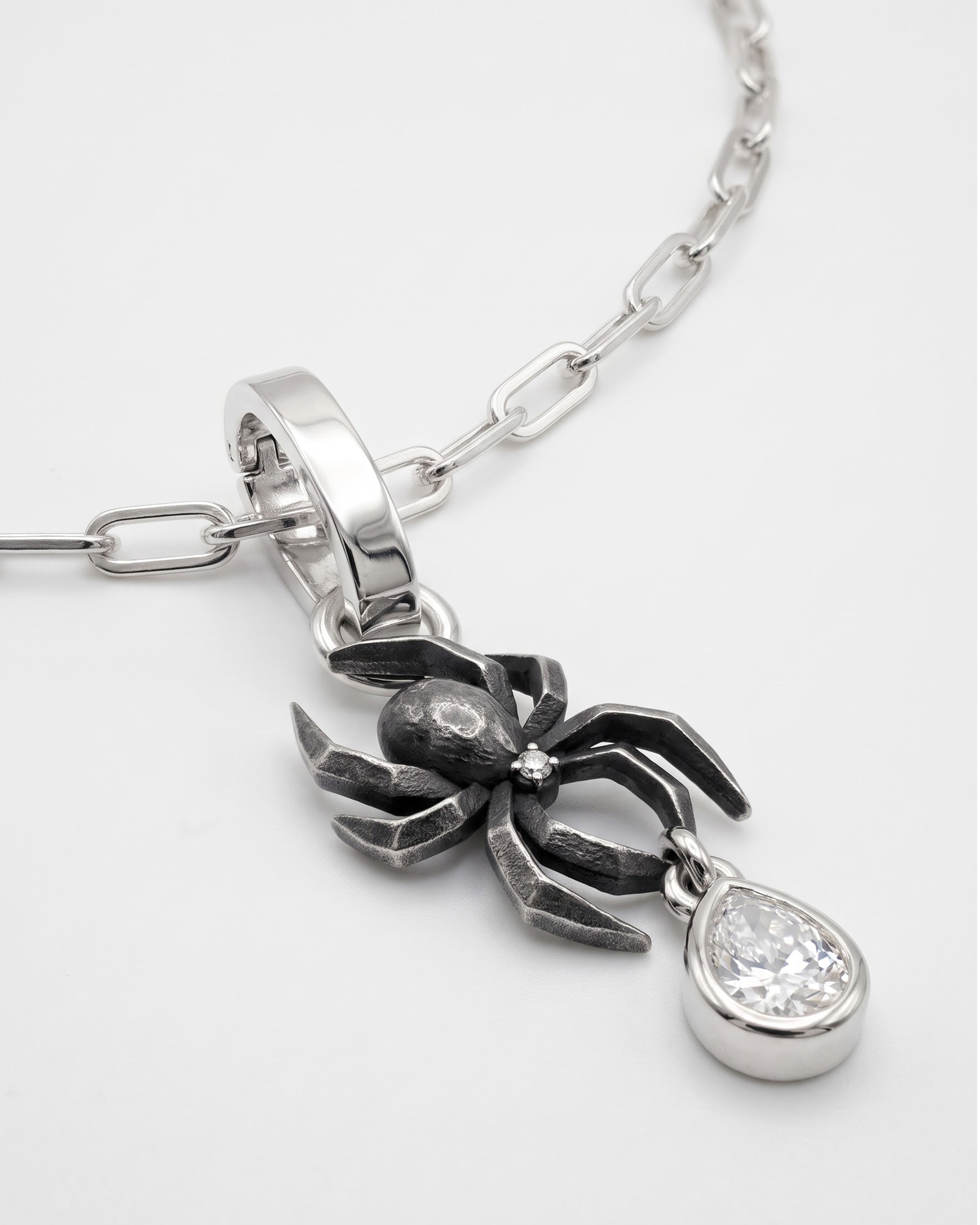 The Dark Web Charm — Oxidised Silver & CZ