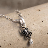 The Dark Web Charm — Oxidised Silver & CZ