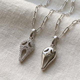 Scream Mask Charm in Silver & CZ