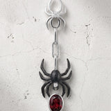 Black Widow Spider Drop Earrings — Garnet & CZ