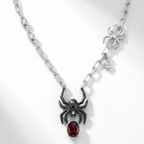 Black Widow Spider Necklace — Garnet & CZ