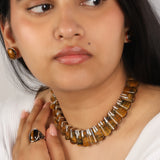 Wild Instinct – Tiger's Eye Fan Collar Necklace