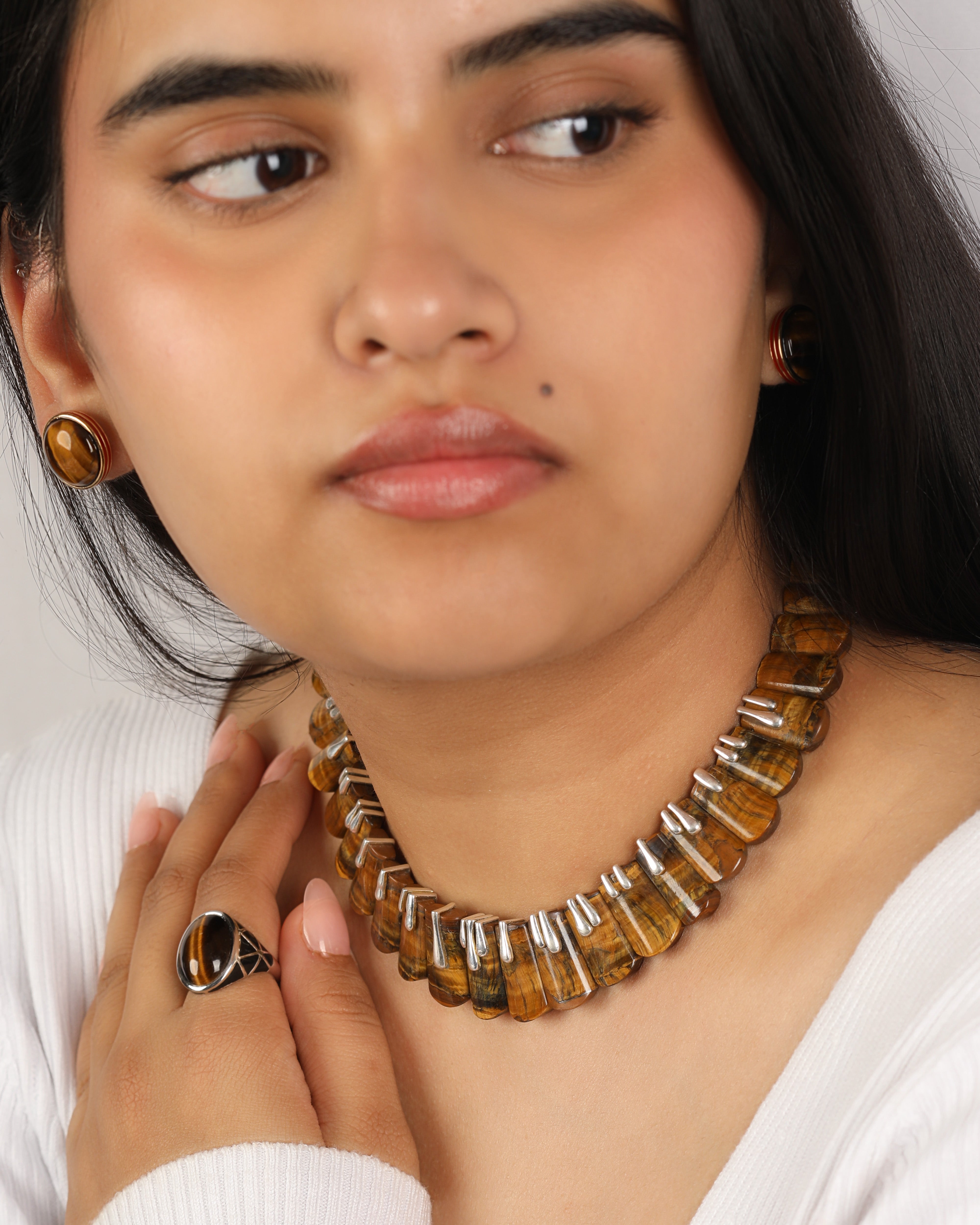 Wild Instinct – Tiger's Eye Fan Collar Necklace