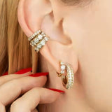 Trinity Glow '925 Silver Huggies Earrings