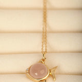 Blush Current' Natural Rose Quartz 925 Silver Necklace