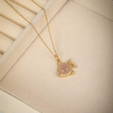Blush Current' Natural Rose Quartz 925 Silver Necklace
