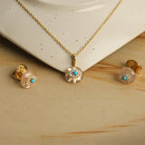 Ocean Bloom' Turquoise & Rose Quartz Silver Necklace