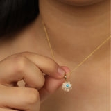 Ocean Bloom' Turquoise & Rose Quartz Silver Necklace